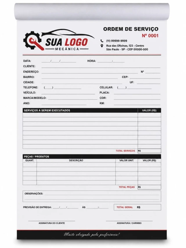 Bloco Autocopiativo Personalizado P&B (14x21cm)